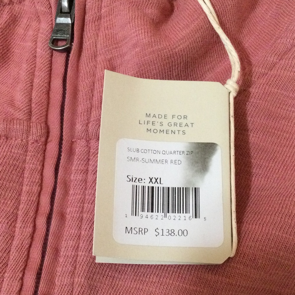 Faherty Men’s Slub Cotton 1/4 Zip Summer Red Sweater Size XXL - Picture 8 of 10